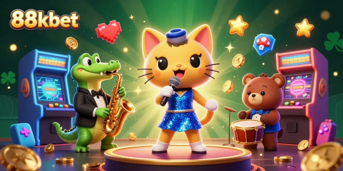 Experience the excitement of 88kbet with vibrant casino characters and arcade games.